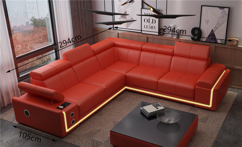 GIANNA 3 SEATER CORNER LOUNGE SUITE( MODEL-S833B) IN TOP GRAIN LEATHER + PVC - ASSORTED COLOURS