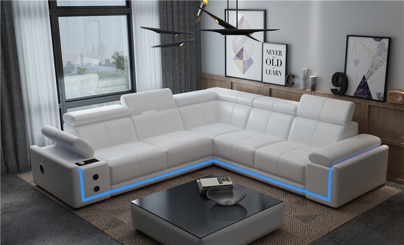GIANNA 3 SEATER CORNER LOUNGE SUITE( MODEL-S833B) IN TOP GRAIN LEATHER + PVC - ASSORTED COLOURS