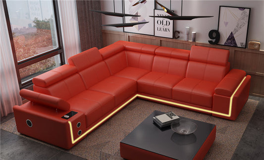 GIANNA 3 SEATER CORNER LOUNGE SUITE( MODEL-S833B) IN TOP GRAIN LEATHER + PVC - ASSORTED COLOURS