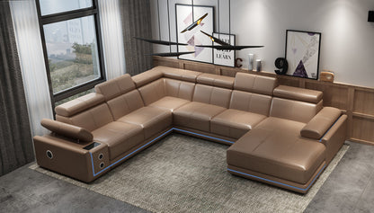GIANNA 3R + 2R CHAISE LOUNGE SUITE( MODEL-S833) IN TOP GRAIN LEATHER + PVC - ASSORTED COLOURS
