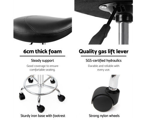 ANDERSEN PU LEATHER SWIVEL SALON STOOL - BLACK