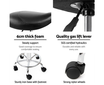 ANDERSEN PU LEATHER SWIVEL SALON STOOL - BLACK