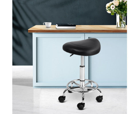 ANDERSEN PU LEATHER SWIVEL SALON STOOL - BLACK