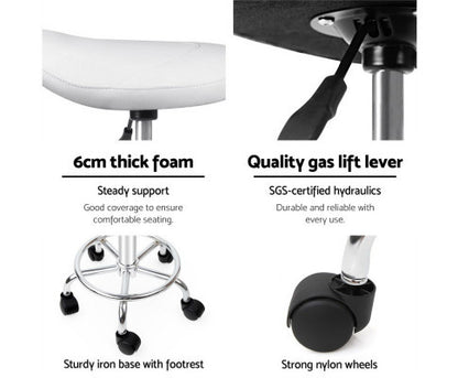 ANDERSEN PU LEATHER SWIVEL SALON STOOL - WHITE