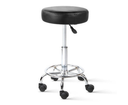 CALLAHAN PU LEATHER SWIVEL SALON STOOL - BLACK