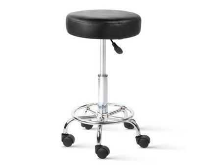 CALLAHAN PU LEATHER SWIVEL SALON STOOL - BLACK