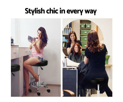 CALLAHAN PU LEATHER SWIVEL SALON STOOL - BLACK