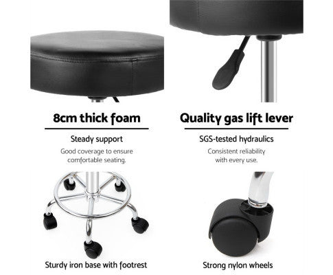 CALLAHAN PU LEATHER SWIVEL SALON STOOL - BLACK