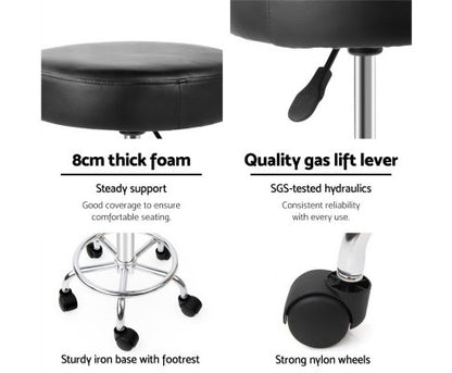 CALLAHAN PU LEATHER SWIVEL SALON STOOL - BLACK