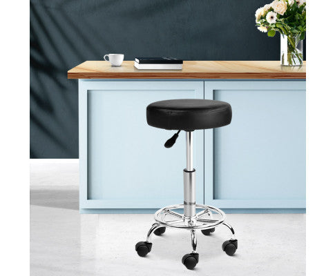 CALLAHAN PU LEATHER SWIVEL SALON STOOL - BLACK