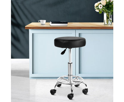 CALLAHAN PU LEATHER SWIVEL SALON STOOL - BLACK