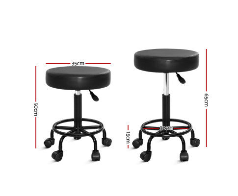 CALLAHAN PU LEATHER ROUND SWIVEL SALON STOOL - BLACK