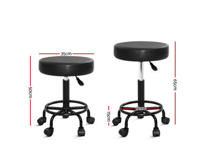 CALLAHAN PU LEATHER ROUND SWIVEL SALON STOOL - BLACK