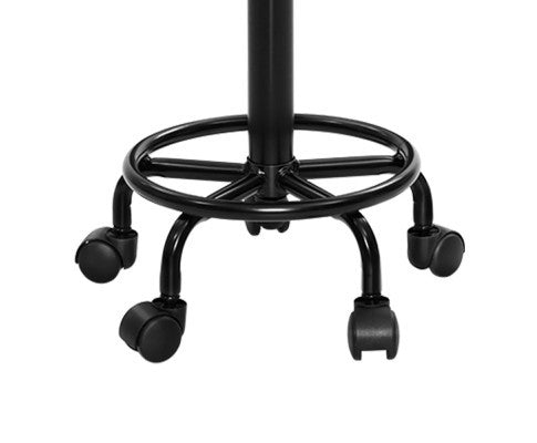 CALLAHAN PU LEATHER ROUND SWIVEL SALON STOOL - BLACK