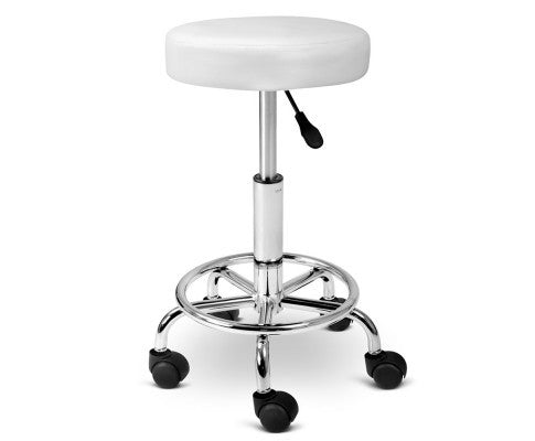 CALLAHAN PU LEATHER SWIVEL SALON STOOL - WHITE