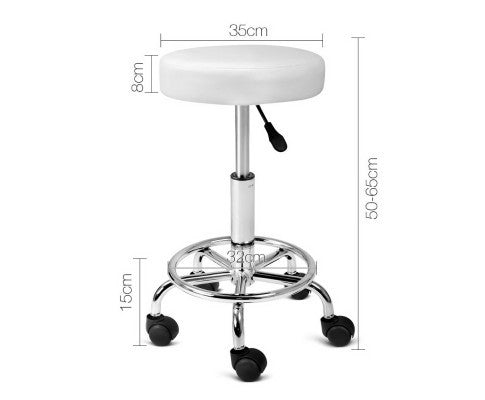 CALLAHAN PU LEATHER SWIVEL SALON STOOL - WHITE