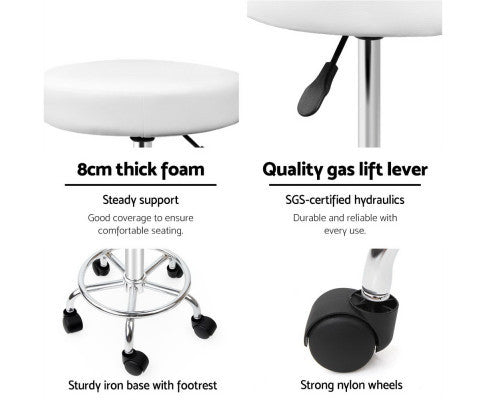 CALLAHAN PU LEATHER SWIVEL SALON STOOL - WHITE