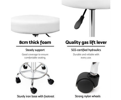 CALLAHAN PU LEATHER SWIVEL SALON STOOL - WHITE