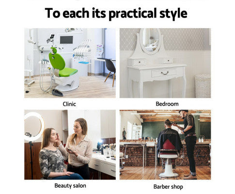 CALLAHAN PU LEATHER SWIVEL SALON STOOL - WHITE