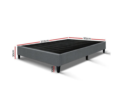 KING FRAISER LINEN FABRIC BED BASE FRAME - GREY