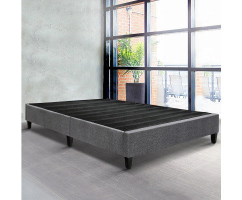 King Fraiser Linen Fabric Bed Base Frame - Grey