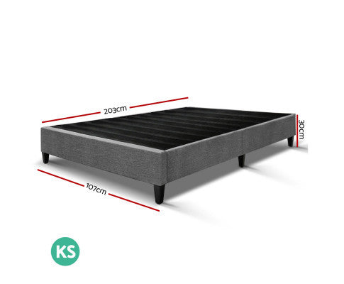 KING SINGLE  FRAISER FABRIC BED BASE FRAME  ONLY - GREY