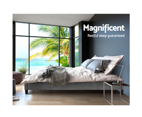 KING SINGLE  FRAISER FABRIC BED BASE FRAME  ONLY - GREY