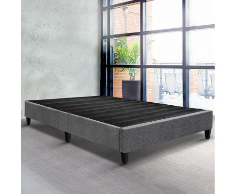 King Single Fraiser Fabric Bed Base Frame Only - Grey
