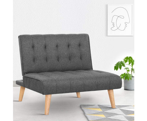Centella Fabric Single Seater Recliner Sofa - Dark Grey