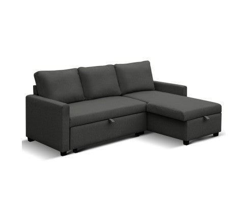 STELLO 3 SEATER FABRIC  SEATER - SOFABED WITH STORAGE  - CHARCOAL
