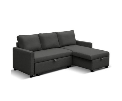 STELLO 3 SEATER FABRIC  SEATER - SOFABED WITH STORAGE  - CHARCOAL