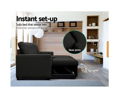 STELLO 3 SEATER FABRIC  SEATER - SOFABED WITH STORAGE  - CHARCOAL