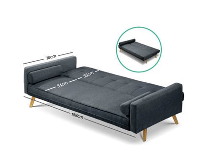 ARTISS 3 SEATER  FABRIC SOFA  - CHARCOAL