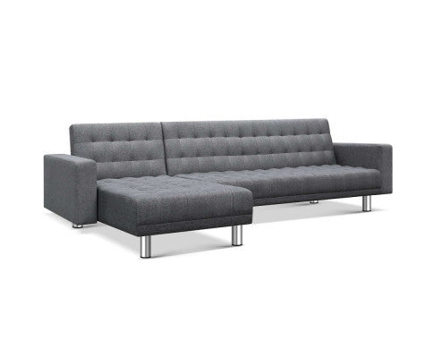 GLENDFORD  FABRIC ADJUSTABLE SOFA BED -  GREY