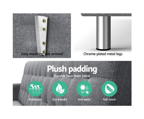 GLENDFORD  FABRIC ADJUSTABLE SOFA BED -  GREY