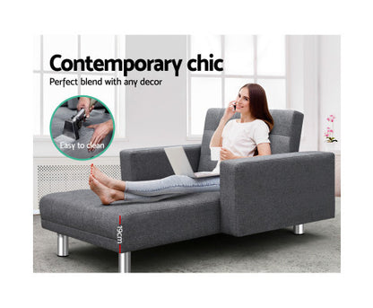 GLENDFORD  FABRIC ADJUSTABLE SOFA BED -  GREY