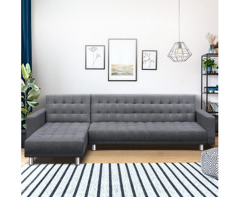 Glendford Fabric Adjustable Sofa Bed - Grey