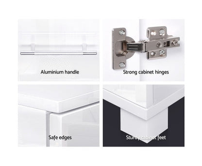 BENNY 2 DOORS/ 3 DRAWERS SIDEBOARD - 740(H) x 1380(W) x 350(D) - HIGH GLOSS WHITE