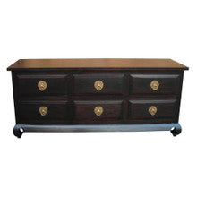SEOUL 6 DRAWER LOWBOY WITH RING HANDLE - 1800(W) x 520(D) - MAHOGANY OR CHOCOLATE
