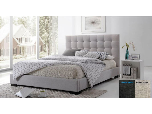 Queen Seawind Linen Fabric Bed - (MODEL:13-5-13-16-8-9-19) - Pearl (LIGHT GREY) Or Dark Grey