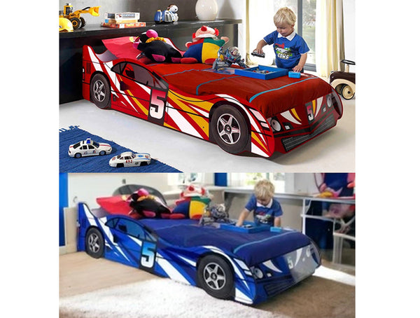 SINGLE SENNA RACING CAR BED - RED OR BLUE