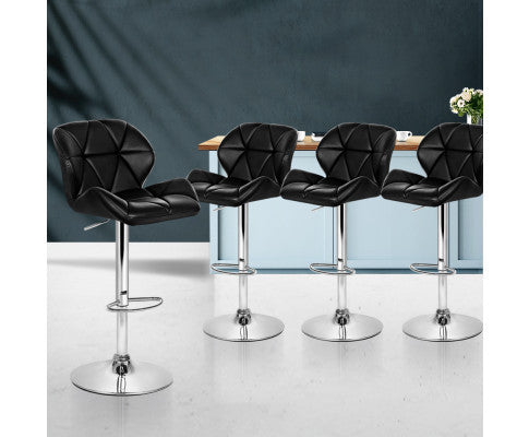JACKSON (SET OF 4) PU LEATHER GAS LIFT BAR STOOLS - BLACK