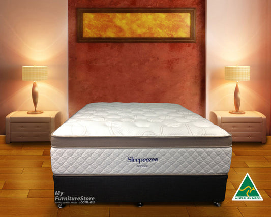 SINGLE SAPHIRE POCKET SPRING ENSEMBLE (BASE & MATTRESS) - CHOICE OF BASE COLOURS - PLUSH