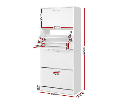 HAMILTON SHOE CABINET WITH 4 STORAGE COMPARTMENTS - WHITE