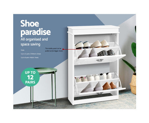 REGULUS SHOE CABINET STORAGE RACKS WITH 2 COMPARTMENTS  - WHITE