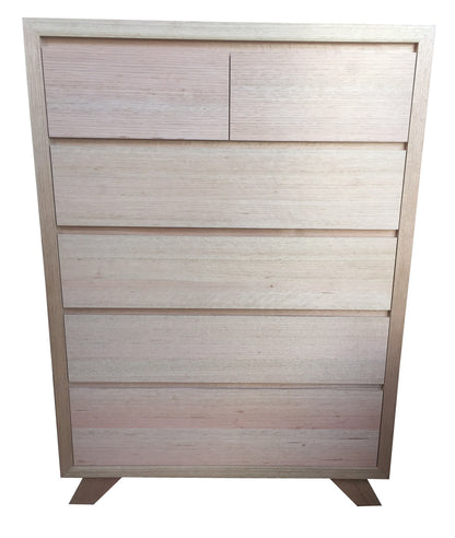 SIENNA (AUSSIE MADE) 6 DRAWER TALLBOY - TASSIE OAK COMBINATION - 1260(H) X  900(W)- ASSORTED TIMBER COLOURS
