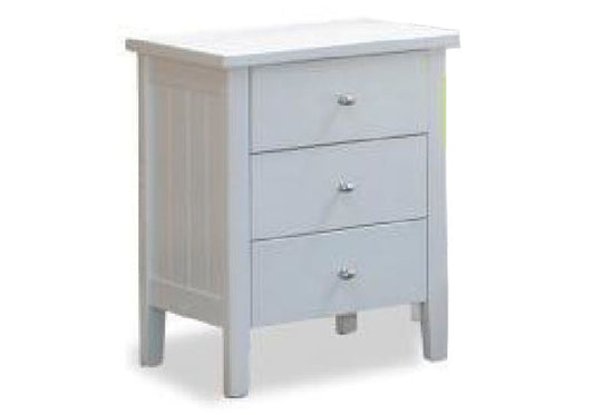 SIMPLY 3 DRAWER BEDSIDE TABLE - 645(H) x 475(W) - WHITE