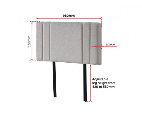 SINGLE ANDORRA LINEN FABRIC HEADBOARD BEDHEAD - BEIGE