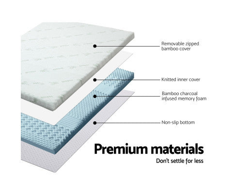 SALOME KING SIZE COOL GEL MEMORY FOAM MATTRESS TOPPER WITH BAMBOO COVER (50mm)