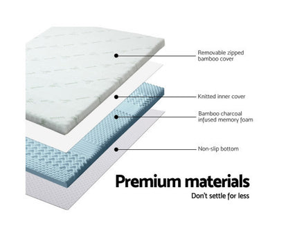 SALOME KING SIZE COOL GEL MEMORY FOAM MATTRESS TOPPER WITH BAMBOO COVER (80mm)